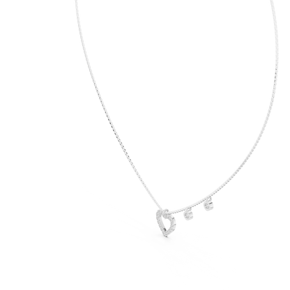 Delicate Lab Grown Diamond Open Heart Necklace in White Gold | Dainty Heart Pendant Necklace