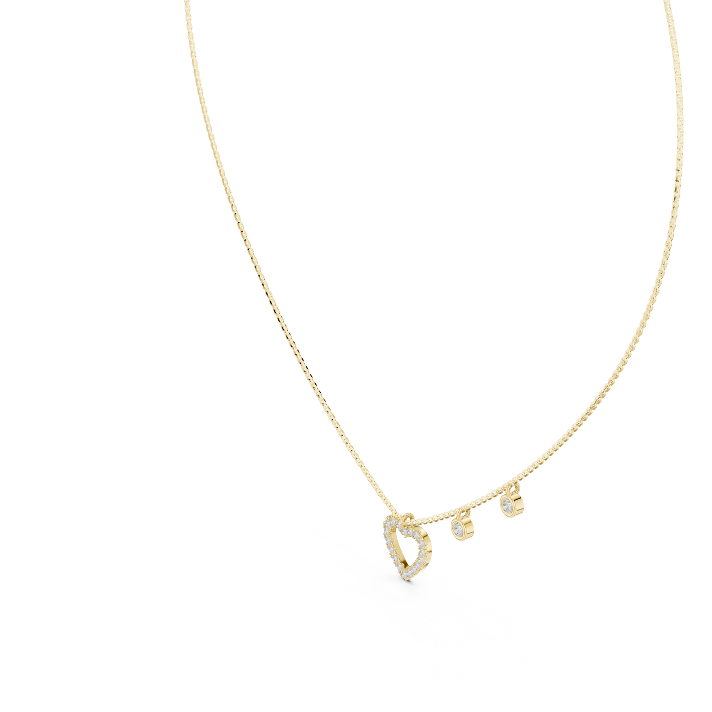 Delicate Lab Grown Diamond Open Heart Necklace in White Gold | Dainty Heart Pendant Necklace