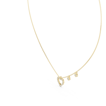 Delicate Lab Grown Diamond Open Heart Necklace in White Gold | Dainty Heart Pendant Necklace