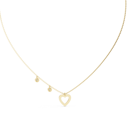 Delicate Lab Grown Diamond Open Heart Necklace in White Gold | Dainty Heart Pendant Necklace