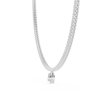 Luxury Lab Grown Diamond Tennis Necklace with Pear Halo Drop Pendant in Rose Gold