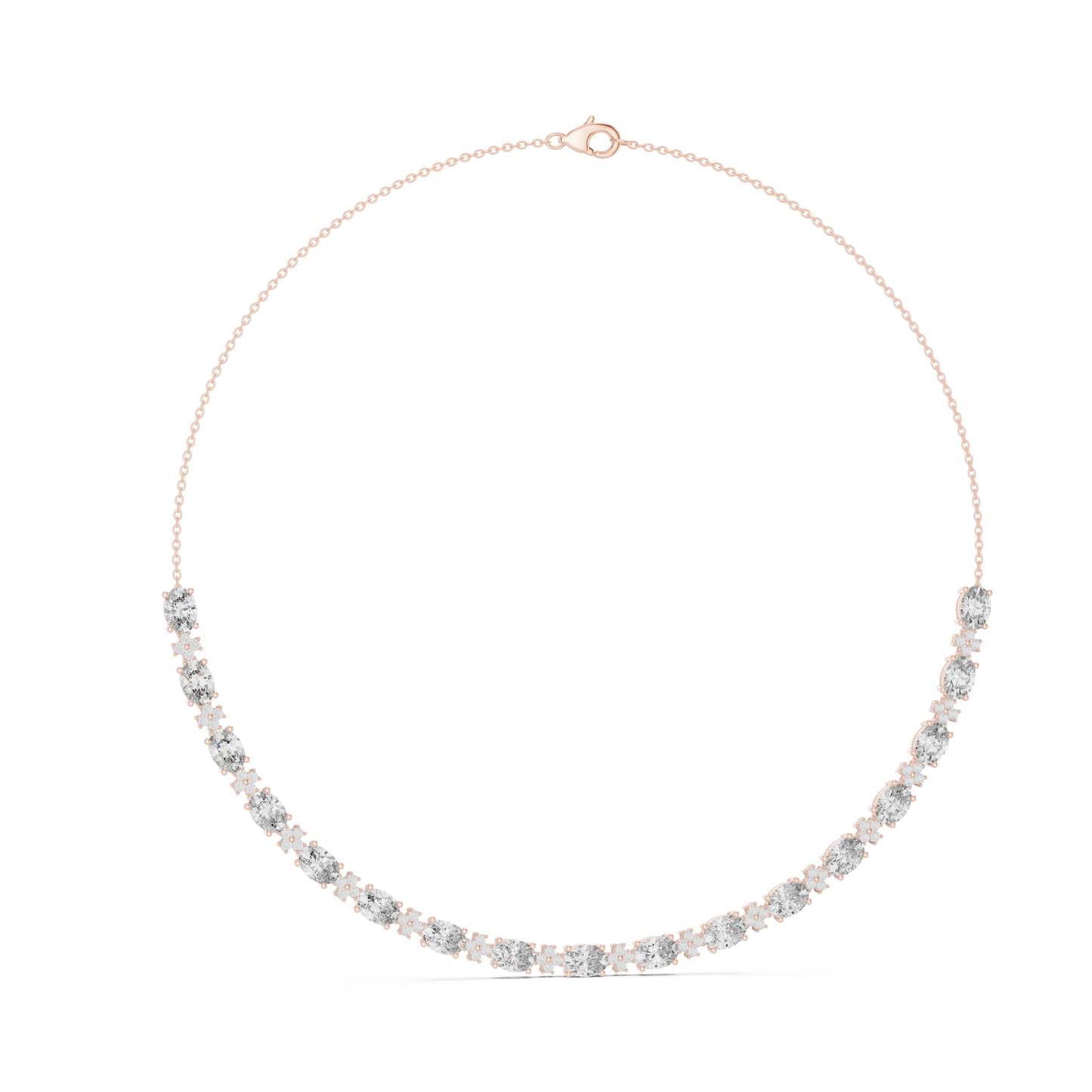 Luxury Oval Solitaire Lab Grown Diamond Necklace in Yellow Gold