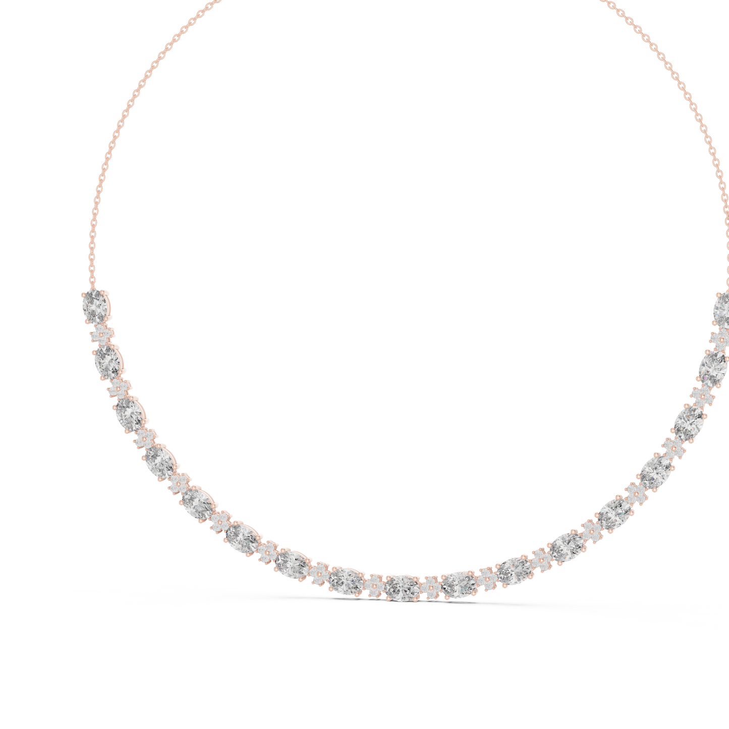 Luxury Oval Solitaire Lab Grown Diamond Necklace in Yellow Gold