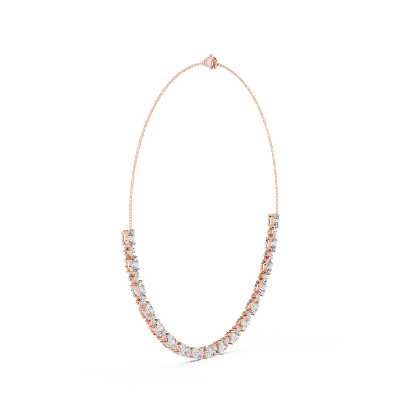 Luxury Oval Solitaire Lab Grown Diamond Necklace in Yellow Gold