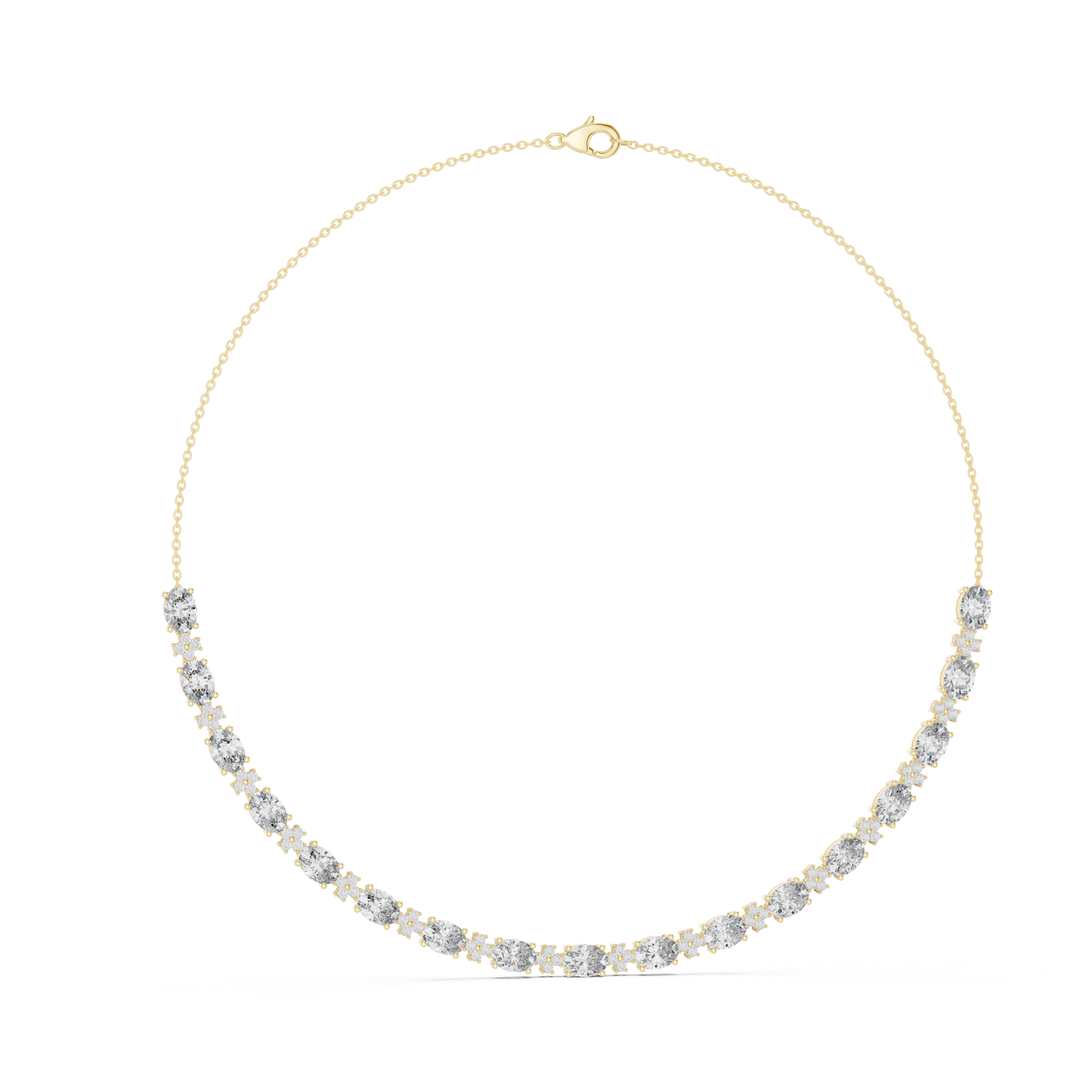 Luxury Oval Solitaire Lab Grown Diamond Necklace in Yellow Gold