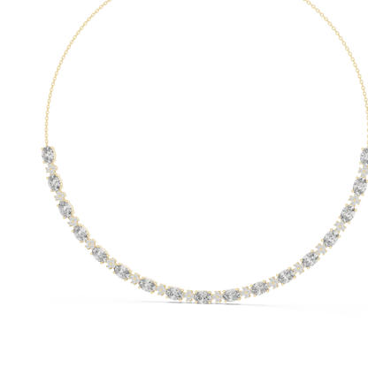 Luxury Oval Solitaire Lab Grown Diamond Necklace in Yellow Gold