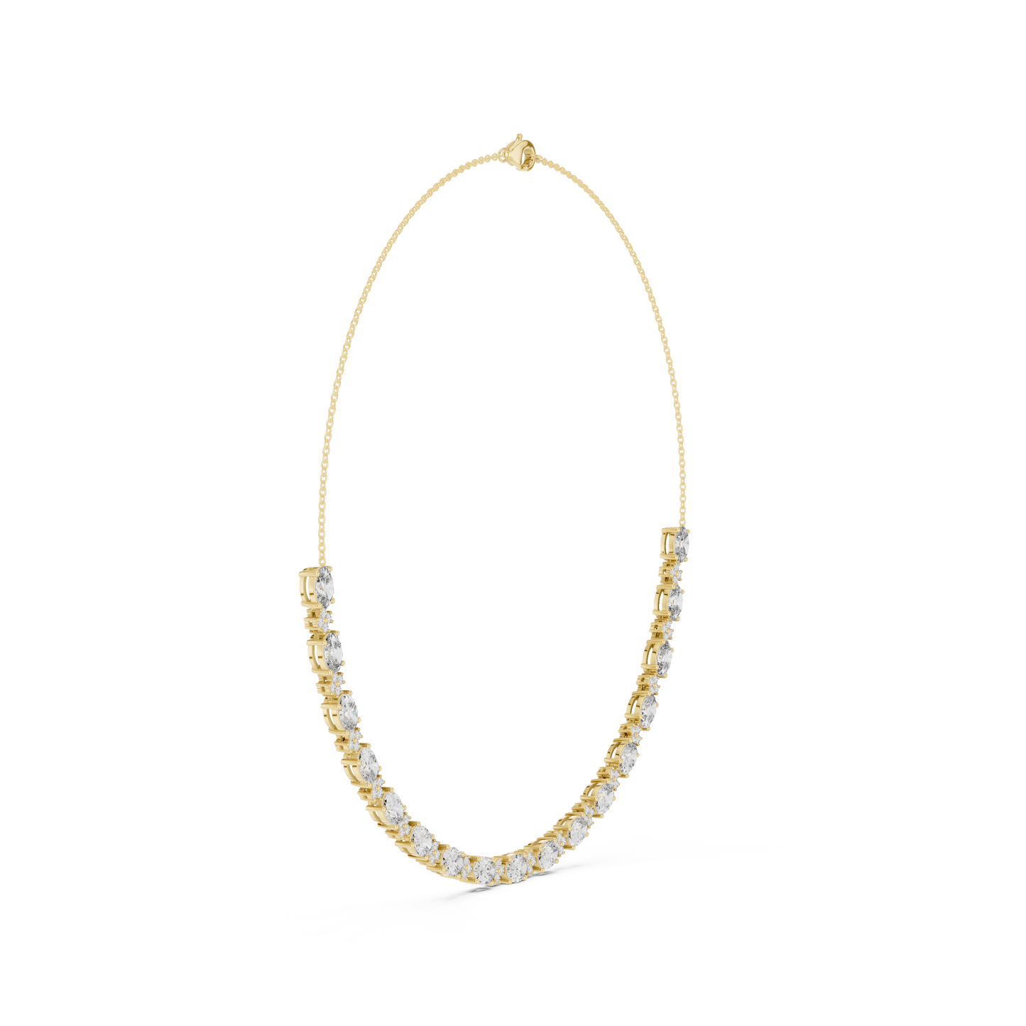 Luxury Oval Solitaire Lab Grown Diamond Necklace in Yellow Gold