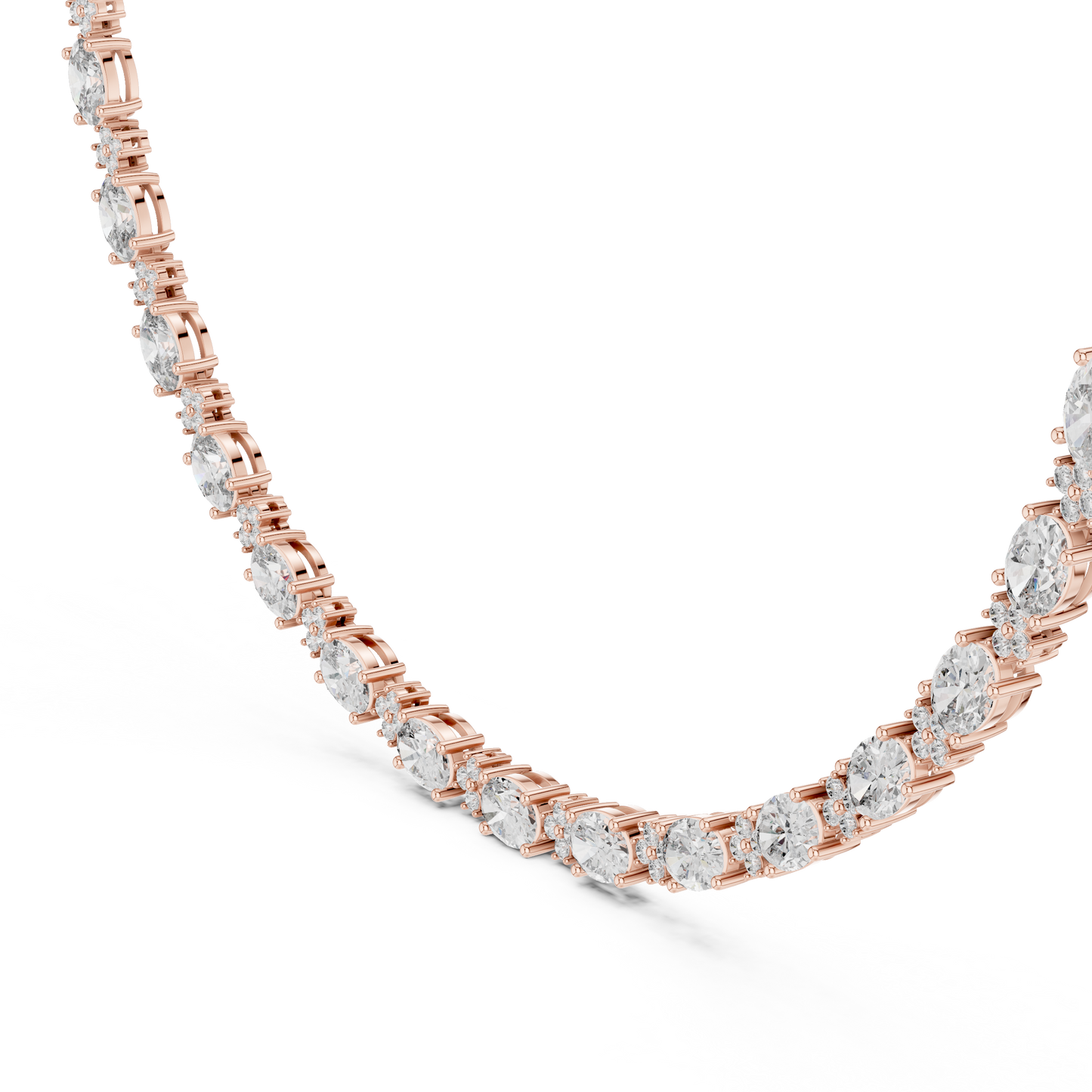 Oval Diamond Tennis Necklace in Gold | Lab-Grown Diamond Necklace for Women