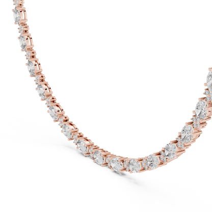 Oval Diamond Tennis Necklace in Gold | Lab-Grown Diamond Necklace for Women