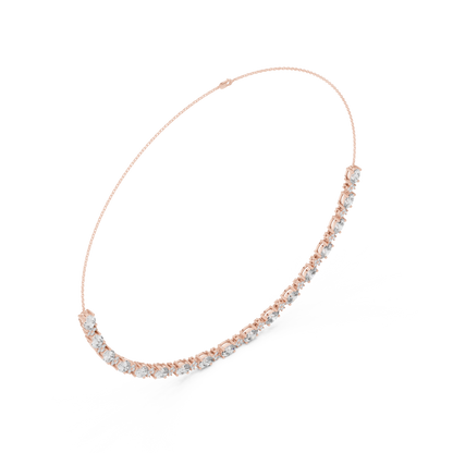 Oval Diamond Tennis Necklace in Gold | Lab-Grown Diamond Necklace for Women