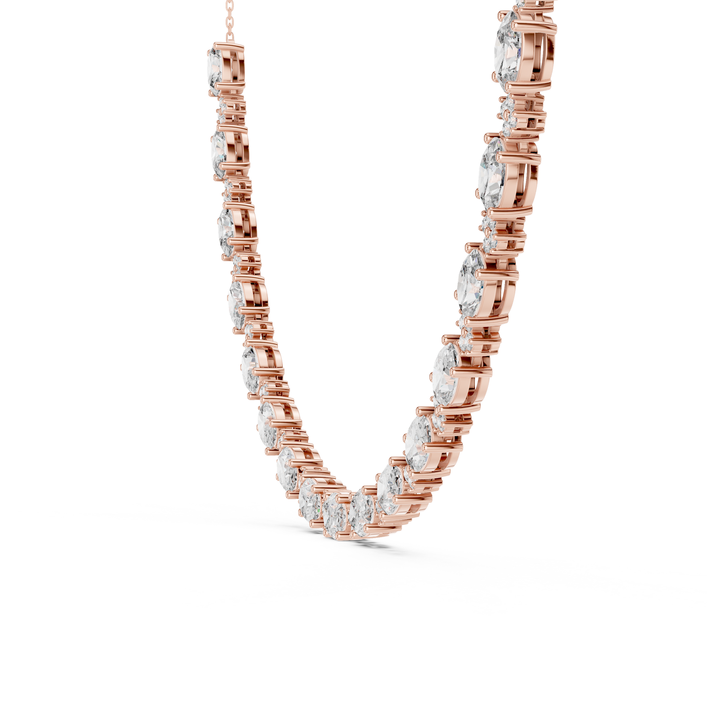 Oval Diamond Tennis Necklace in Gold | Lab-Grown Diamond Necklace for Women
