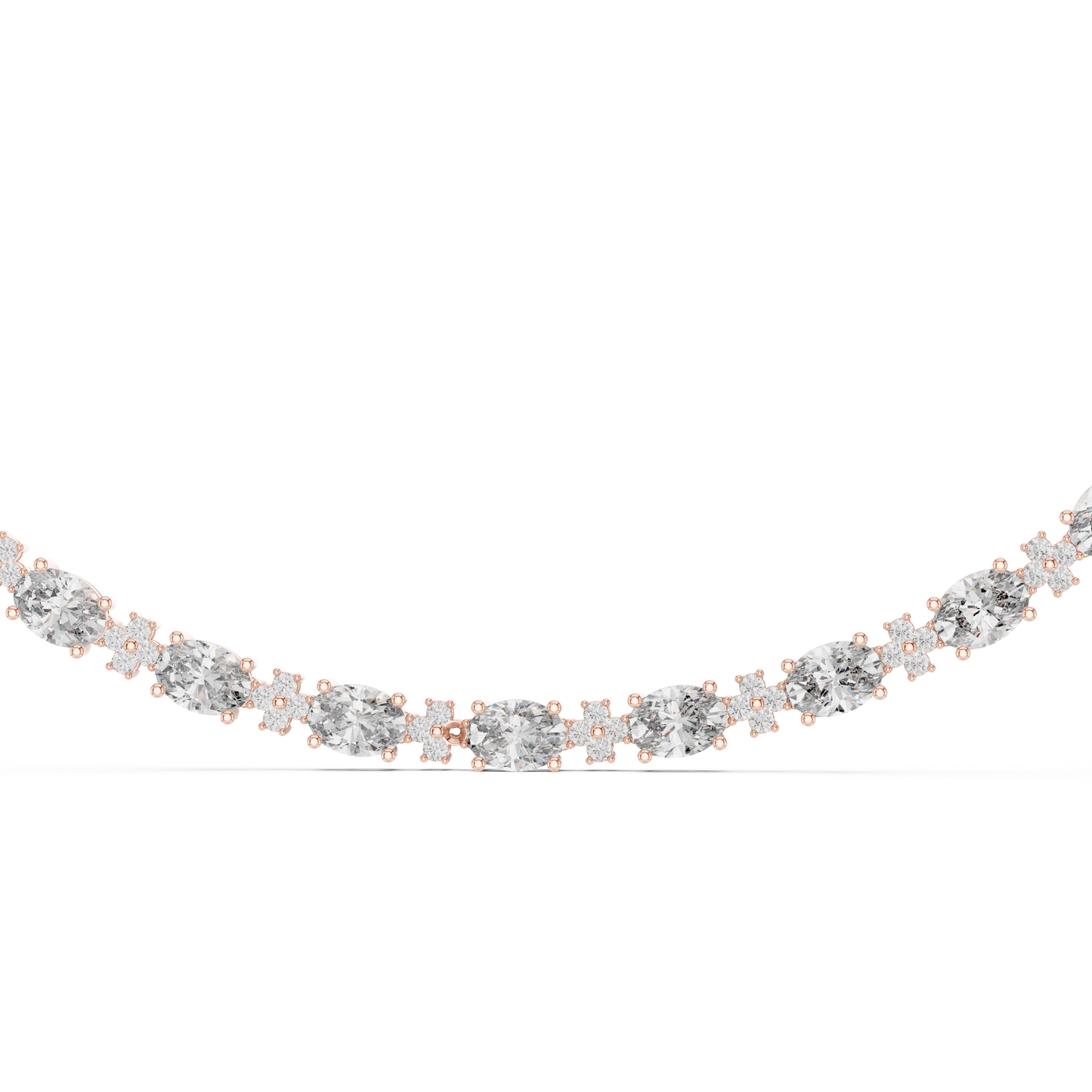 Oval Diamond Tennis Necklace in Gold | Lab-Grown Diamond Necklace for Women