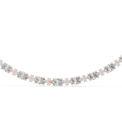 Oval Diamond Tennis Necklace in Gold | Lab-Grown Diamond Necklace for Women