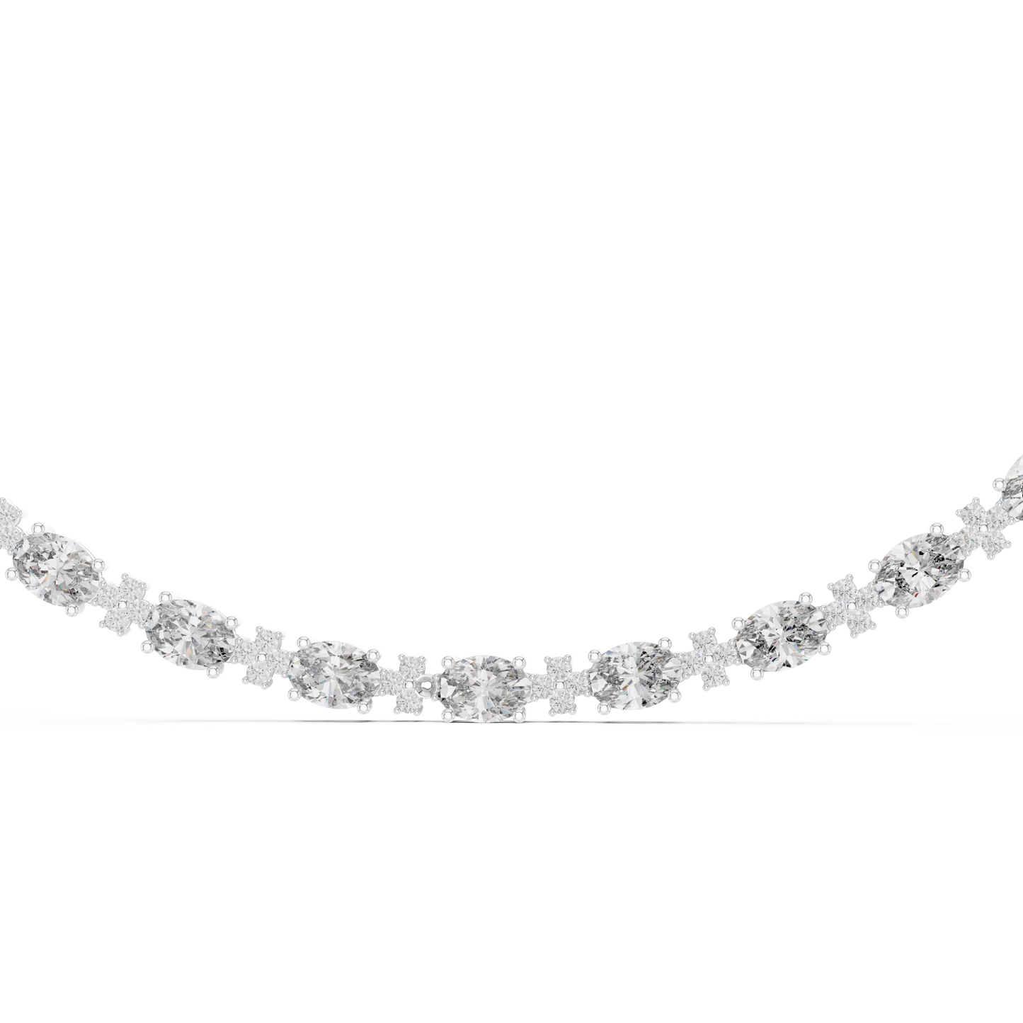 Oval Diamond Tennis Necklace in Gold | Lab-Grown Diamond Necklace for Women