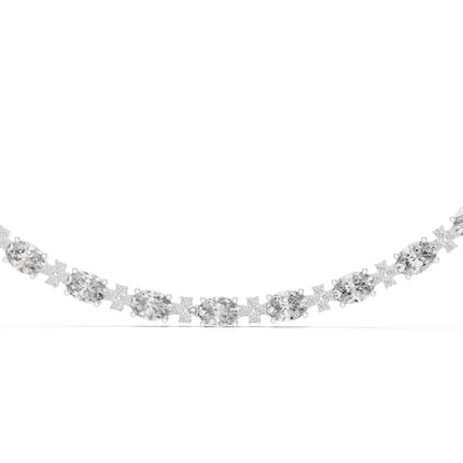 Oval Diamond Tennis Necklace in Gold | Lab-Grown Diamond Necklace for Women