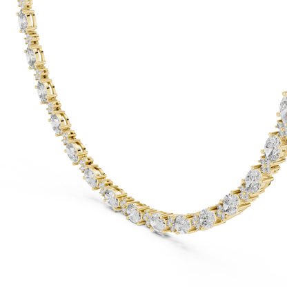 Oval Diamond Tennis Necklace in Gold | Lab-Grown Diamond Necklace for Women