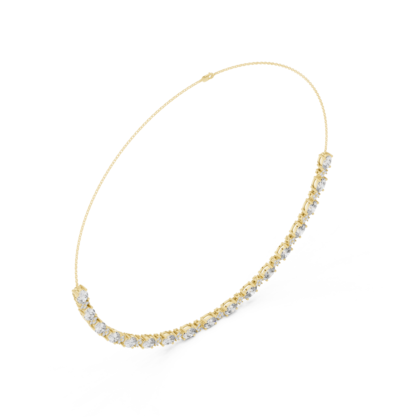 Oval Diamond Tennis Necklace in Gold | Lab-Grown Diamond Necklace for Women