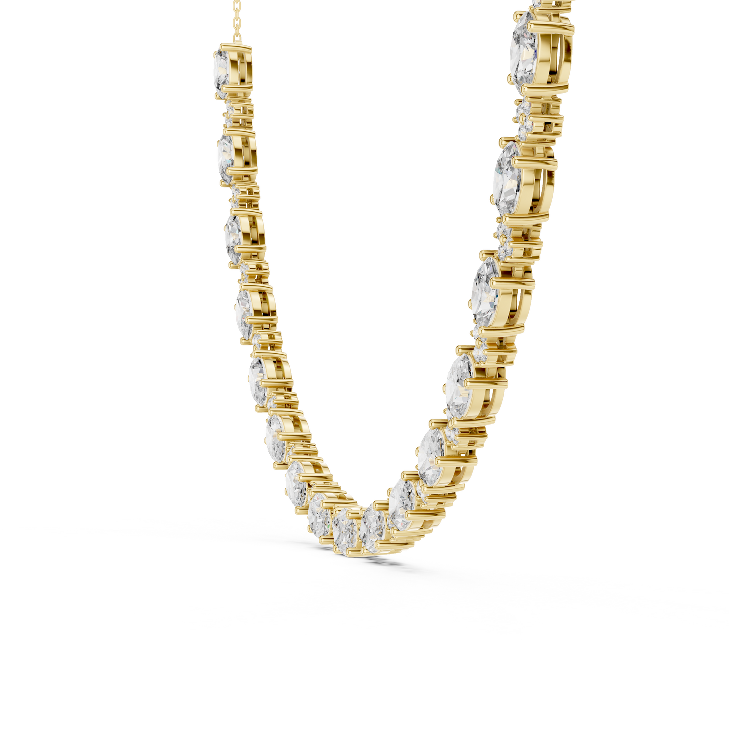 Oval Diamond Tennis Necklace in Gold | Lab-Grown Diamond Necklace for Women