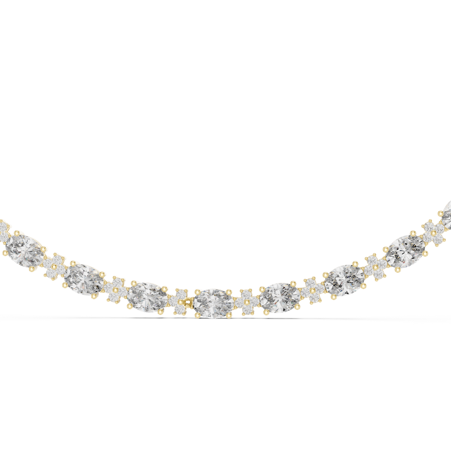 Oval Diamond Tennis Necklace in Gold | Lab-Grown Diamond Necklace for Women