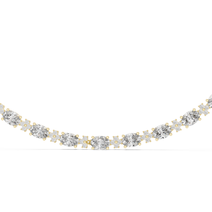 Oval Diamond Tennis Necklace in Gold | Lab-Grown Diamond Necklace for Women