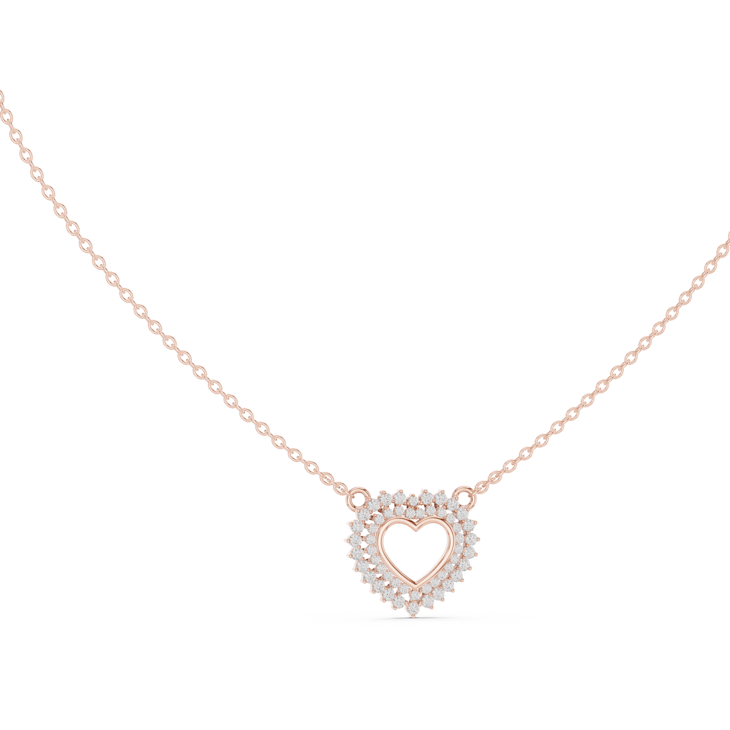 Delicate Open Heart Diamond Necklace in Yellow Gold | Minimalist Heart Necklace for Women