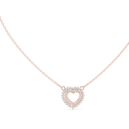 Delicate Open Heart Diamond Necklace in Yellow Gold | Minimalist Heart Necklace for Women