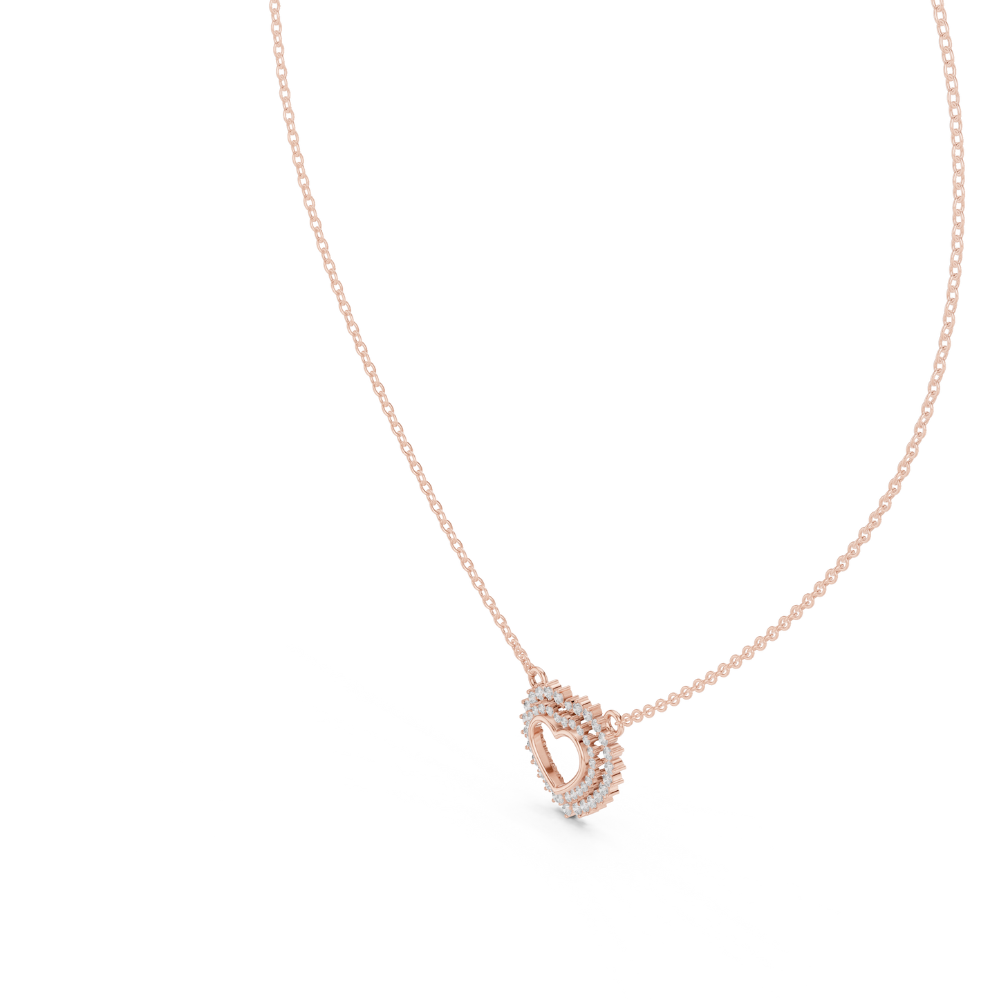Delicate Open Heart Diamond Necklace in Yellow Gold | Minimalist Heart Necklace for Women