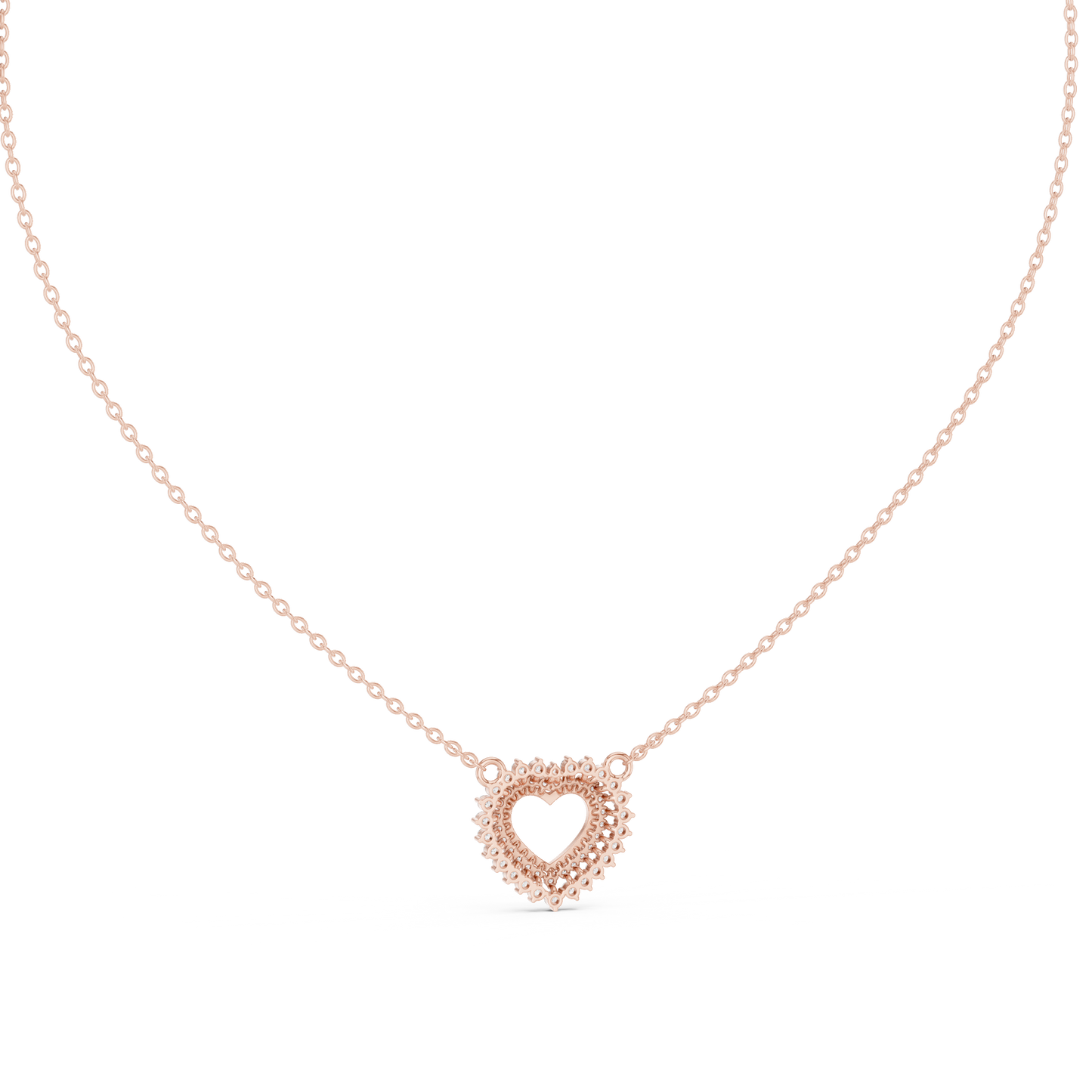 Delicate Open Heart Diamond Necklace in Yellow Gold | Minimalist Heart Necklace for Women