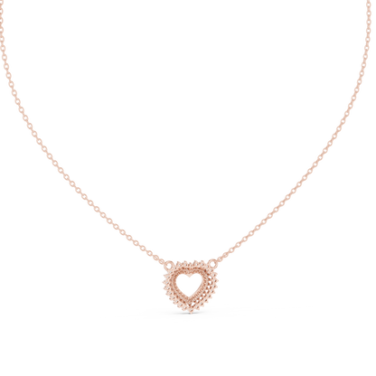 Delicate Open Heart Diamond Necklace in Yellow Gold | Minimalist Heart Necklace for Women