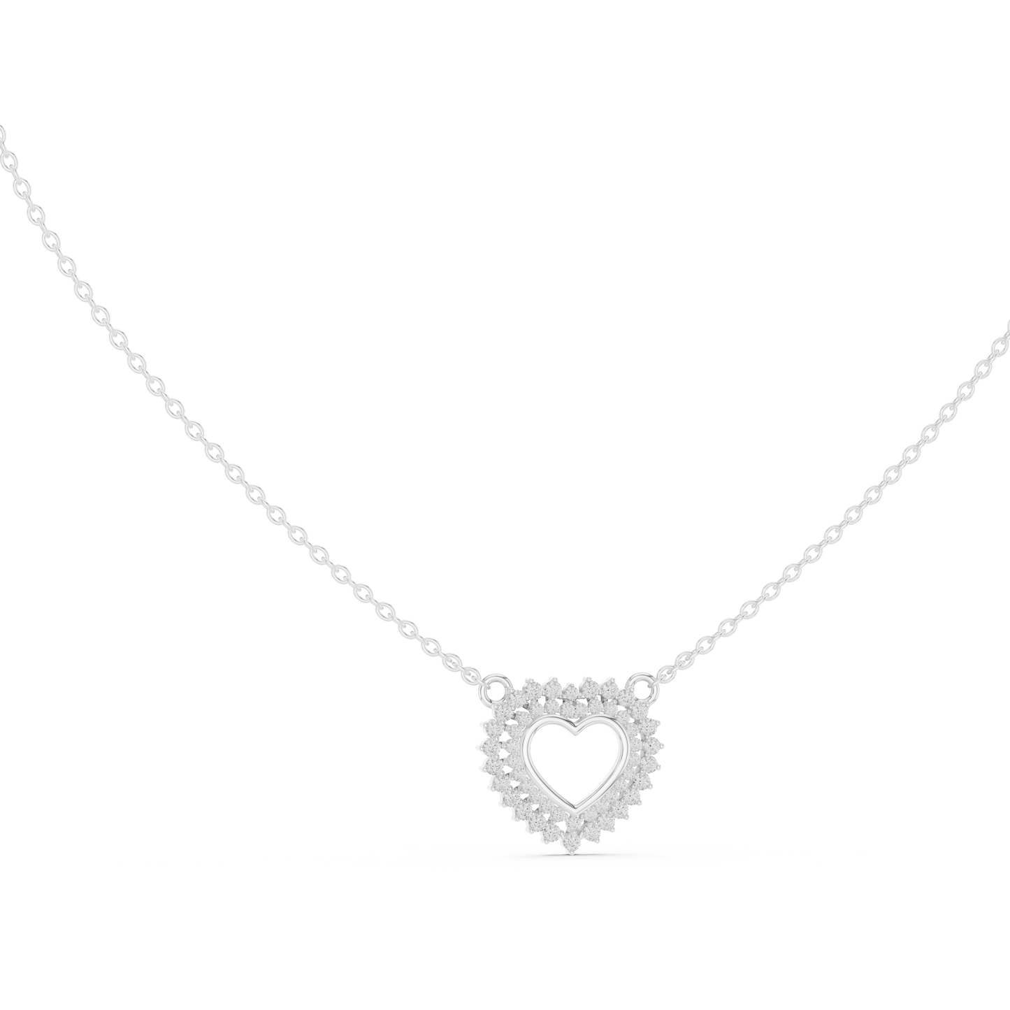 Delicate Open Heart Diamond Necklace in Yellow Gold | Minimalist Heart Necklace for Women