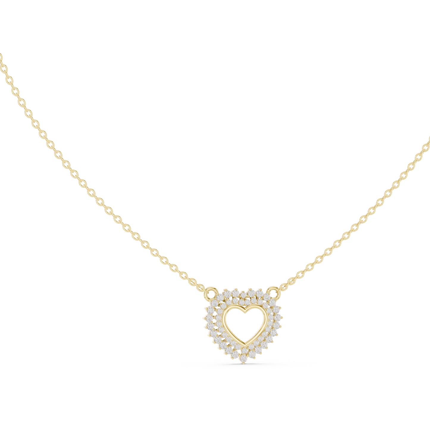 Delicate Open Heart Diamond Necklace in Yellow Gold | Minimalist Heart Necklace for Women
