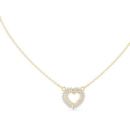 Delicate Open Heart Diamond Necklace in Yellow Gold | Minimalist Heart Necklace for Women