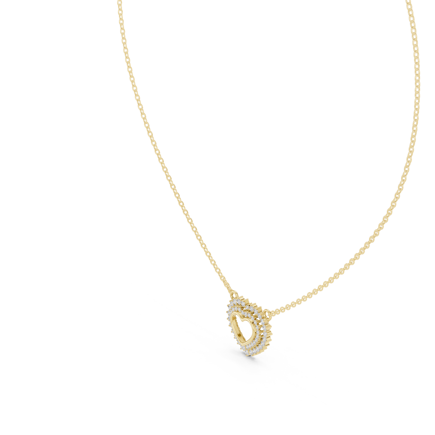 Delicate Open Heart Diamond Necklace in Yellow Gold | Minimalist Heart Necklace for Women