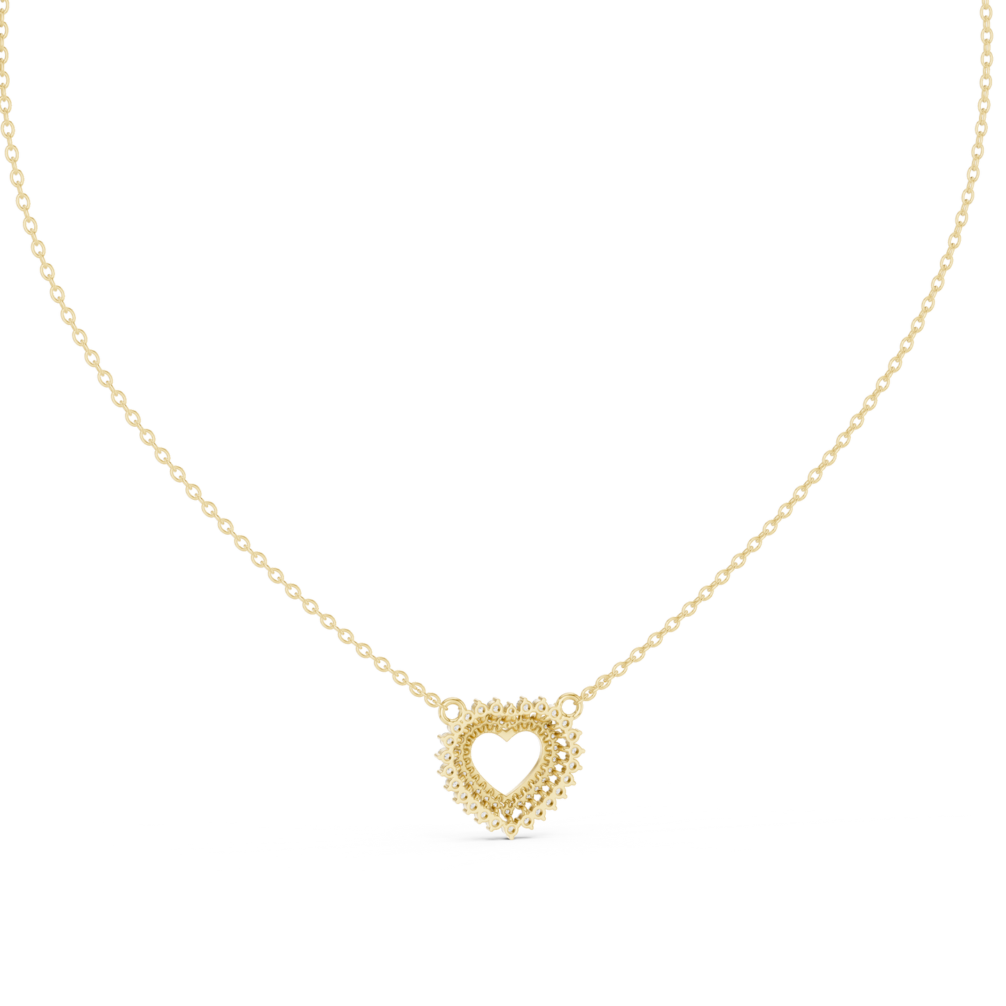 Delicate Open Heart Diamond Necklace in Yellow Gold | Minimalist Heart Necklace for Women