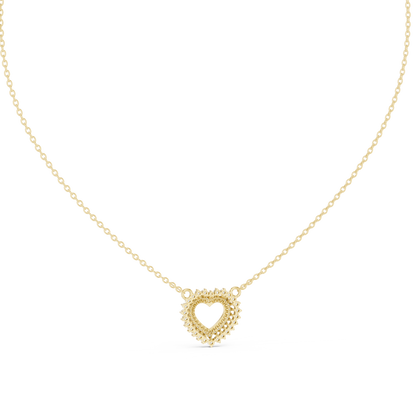 Delicate Open Heart Diamond Necklace in Yellow Gold | Minimalist Heart Necklace for Women