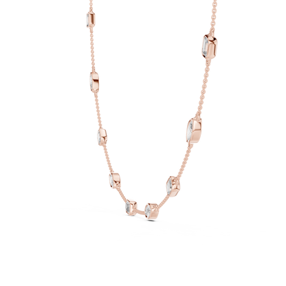 Emerald & Marquise Diamond Station Necklace in Gold | Lab-Grown Diamond Necklace