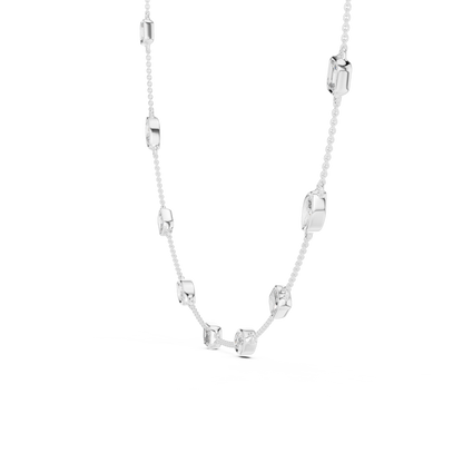 Emerald & Marquise Diamond Station Necklace in Gold | Lab-Grown Diamond Necklace