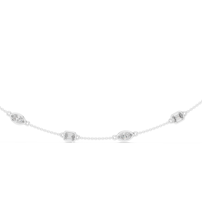 Emerald & Marquise Diamond Station Necklace in Gold | Lab-Grown Diamond Necklace