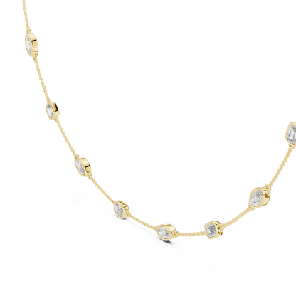 Emerald & Marquise Diamond Station Necklace in Gold | Lab-Grown Diamond Necklace