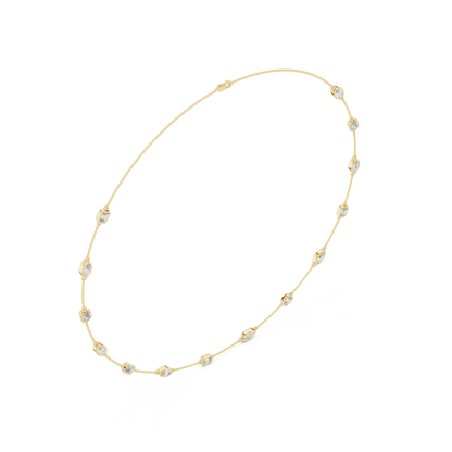 Emerald & Marquise Diamond Station Necklace in Gold | Lab-Grown Diamond Necklace