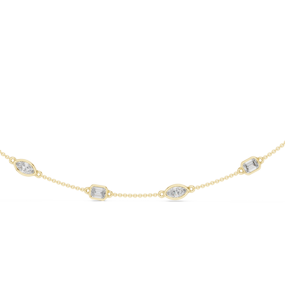 Emerald & Marquise Diamond Station Necklace in Gold | Lab-Grown Diamond Necklace