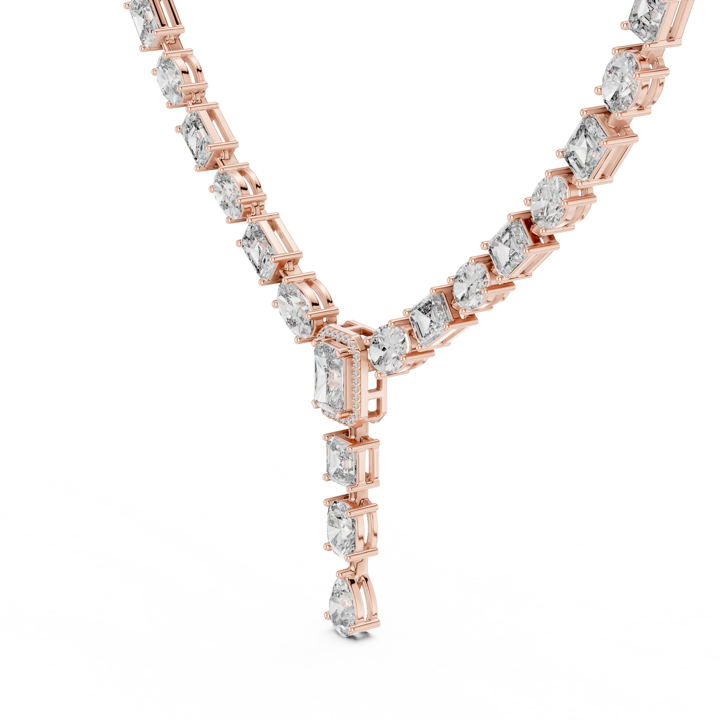 Mixed Shape Diamond Y Necklace in Gold | Lab-Grown Diamond Drop Necklace