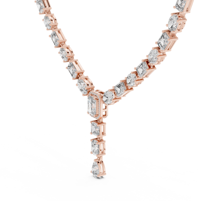 Mixed Shape Diamond Y Necklace in Gold | Lab-Grown Diamond Drop Necklace