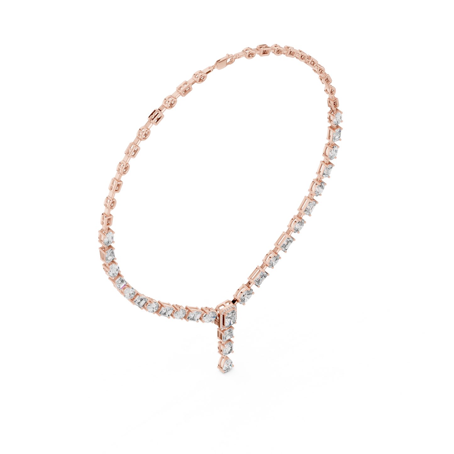 Mixed Shape Diamond Y Necklace in Gold | Lab-Grown Diamond Drop Necklace