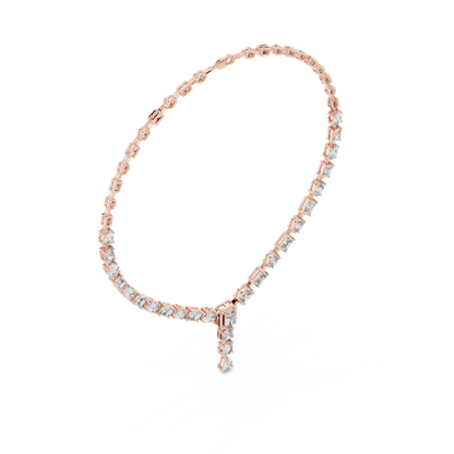 Mixed Shape Diamond Y Necklace in Gold | Lab-Grown Diamond Drop Necklace