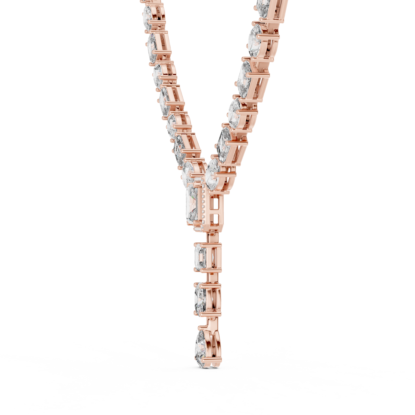 Mixed Shape Diamond Y Necklace in Gold | Lab-Grown Diamond Drop Necklace