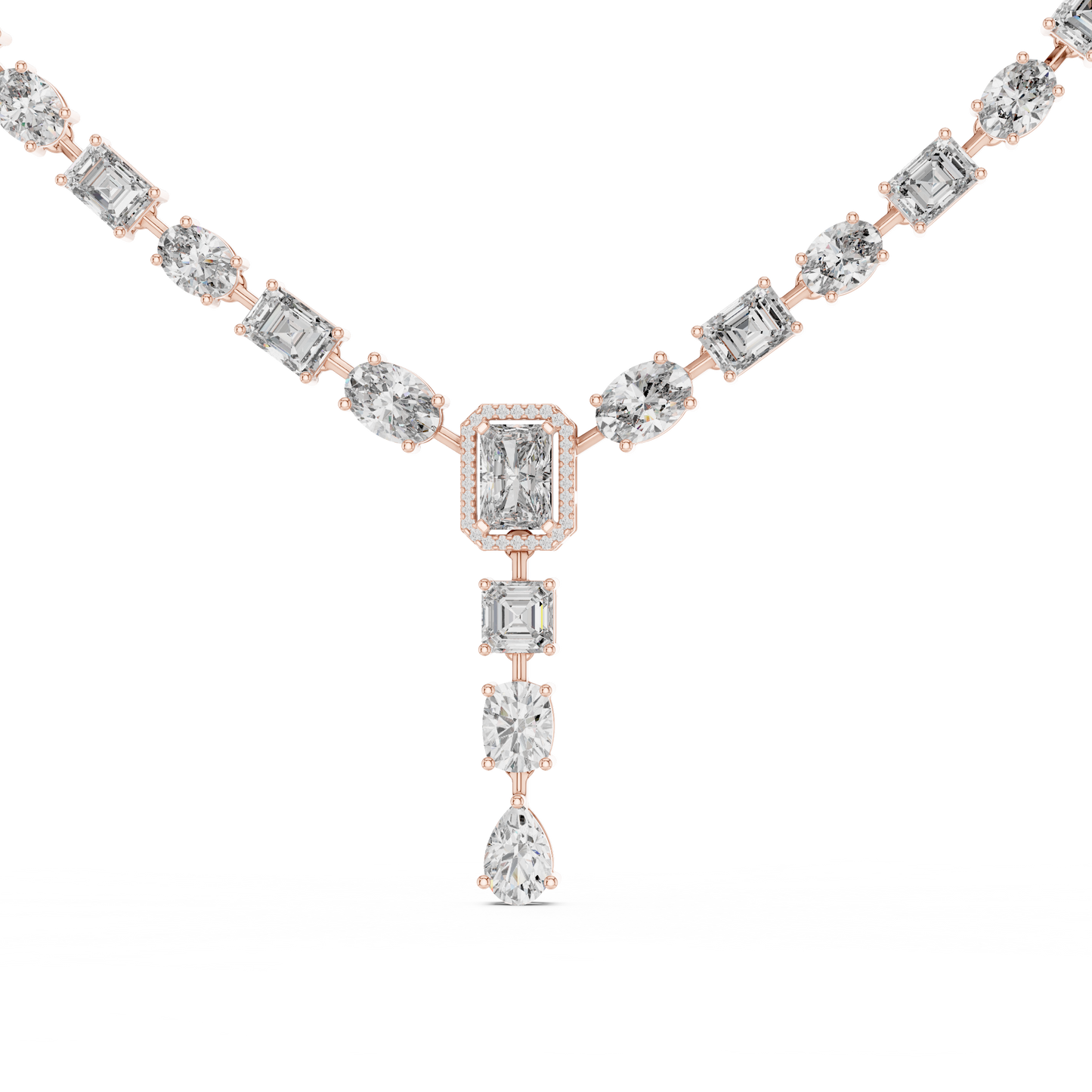 Mixed Shape Diamond Y Necklace in Gold | Lab-Grown Diamond Drop Necklace