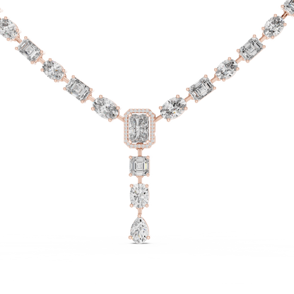 Mixed Shape Diamond Y Necklace in Gold | Lab-Grown Diamond Drop Necklace