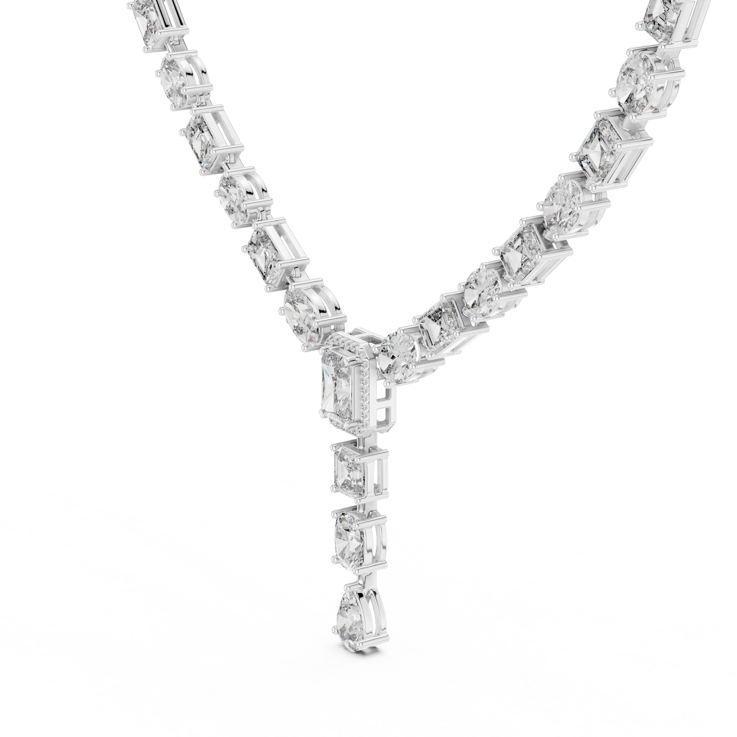 Mixed Shape Diamond Y Necklace in Gold | Lab-Grown Diamond Drop Necklace