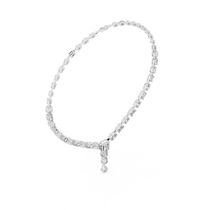 Mixed Shape Diamond Y Necklace in Gold | Lab-Grown Diamond Drop Necklace